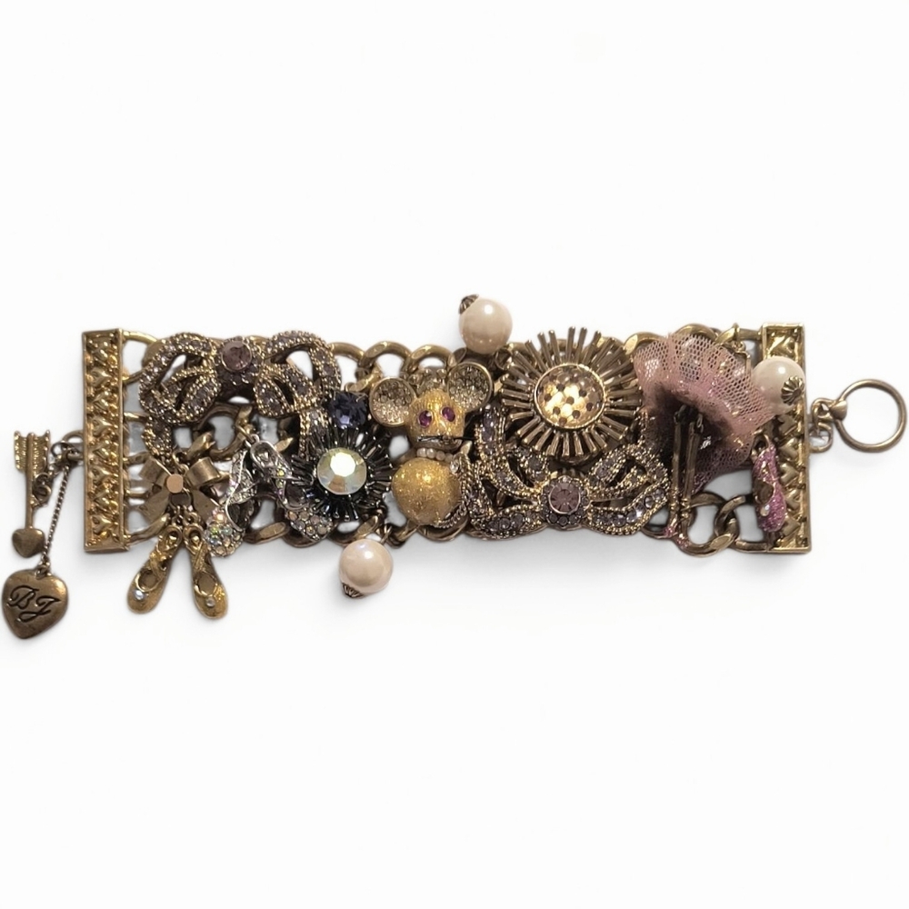Betsey Johnson Sugar Plum Gold-tone and Pink Toggle Bracelet